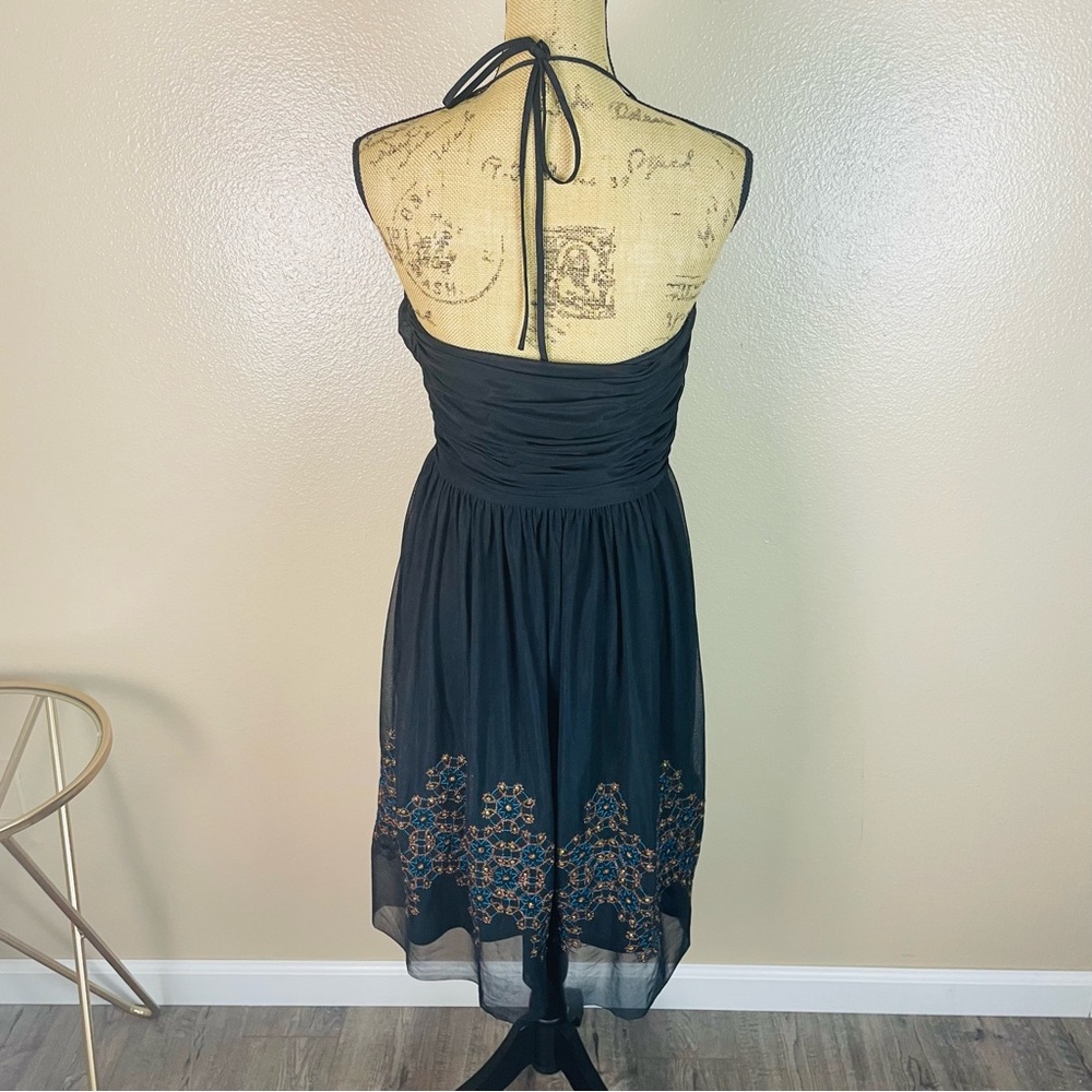 Vtg Maggy London Sequins Black Chiffon Front Beaded Cocktail Dress 12P Evening - Picture 4 of 11